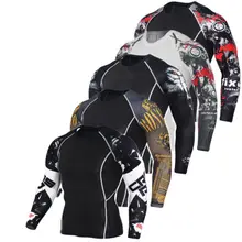 Мужской компрессионный топ из эластичного материала для тренировок, фитнеса, приталенное с длинными рукавами, Спортивная футболка для спортзала, новая футболка для бега