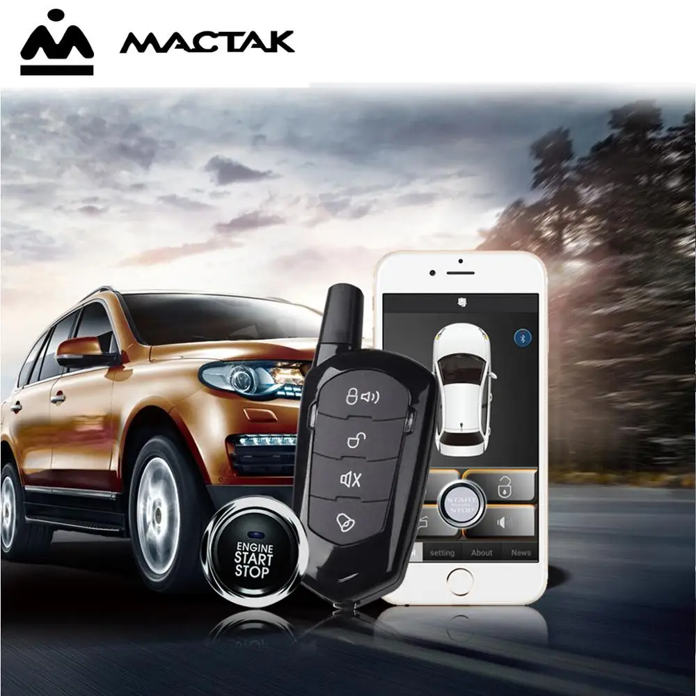  MACTAK SmartPhone Control PKE Car Alarm System Kit Smart Passive Auto Central Locking Car Door Keyl