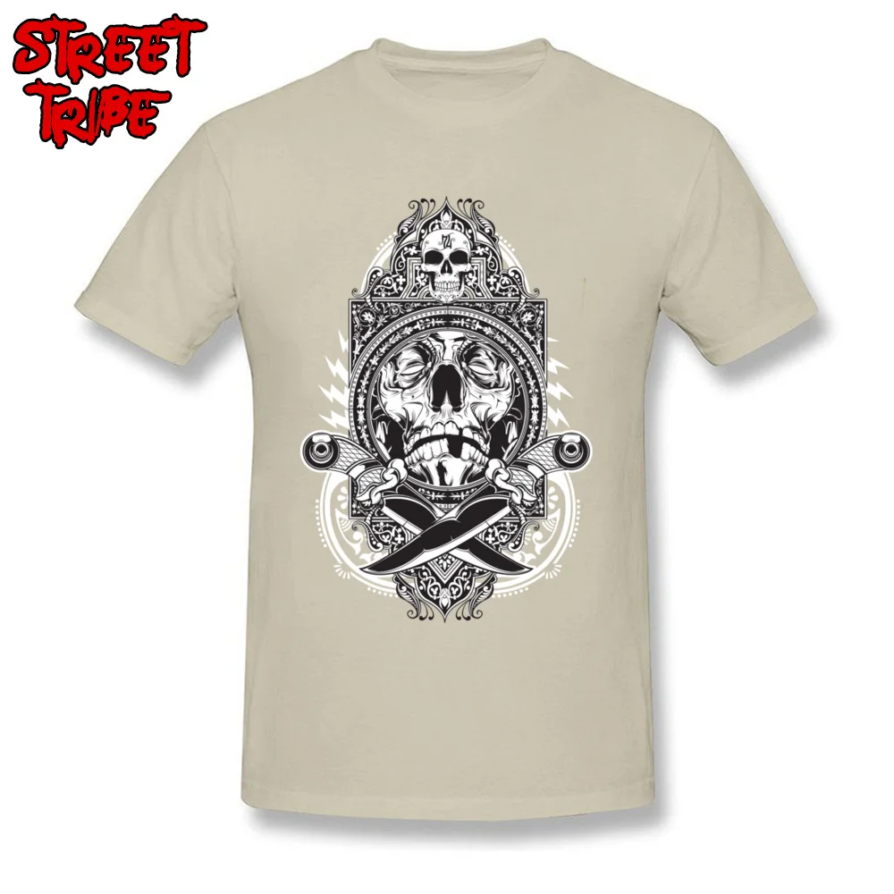 Men's New Coming Hip hop Tops Shirts O-Neck Fall Pure Cotton T-shirts Birthday Short Sleeve Knife Fight Tops Shirts Knife Fight beige