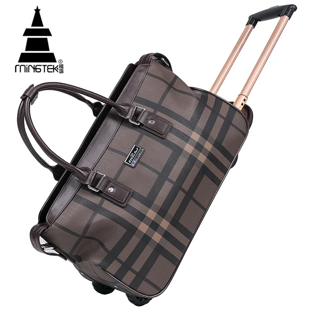 Waterproof Pu Duffle Bag Trolley Hand Luggage Fashion Plaid 20 Inch Waterproof Pu Duffle Bag Trolley Hand Luggage Fashion Plaid 20 Inch Rolling Travel On