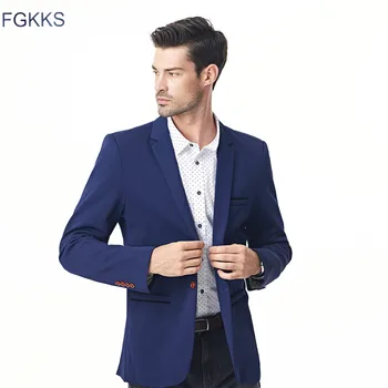 

FGKKS New Autumn Men's Blazers Men Fashion Thin Jacket Linen and Cotton Coats Male Blazers Brand Clothing