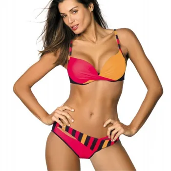 

Bikinis Women Swimsuit Push Up Swimwear 2018 Female Vintage Patchwork Bikini Set Summer Sexy Backless Beach Wear Bathing Suit