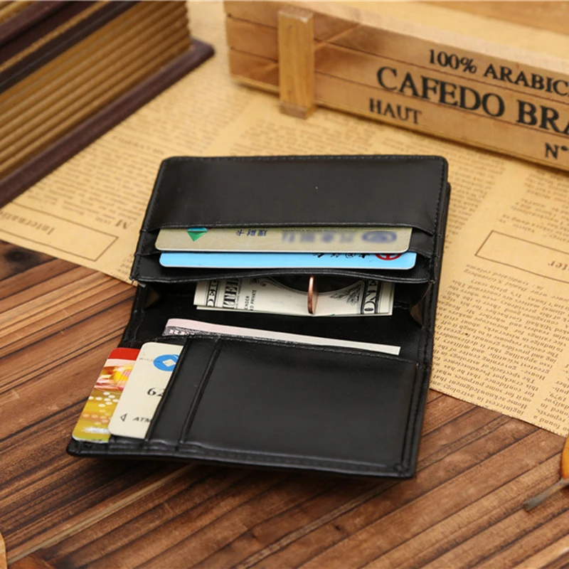 Мужской кожаный бумажник ID кредитный держатель для карт мини кошелек с зажимом для карт