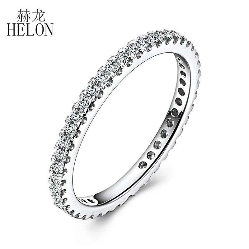 

HELON SI/H Natural Diamonds 0.33CT Engagement Ring Solid 18K AU750 White Gold 1.5mm Wide band Wedding Ring Women Trendy Jewelry