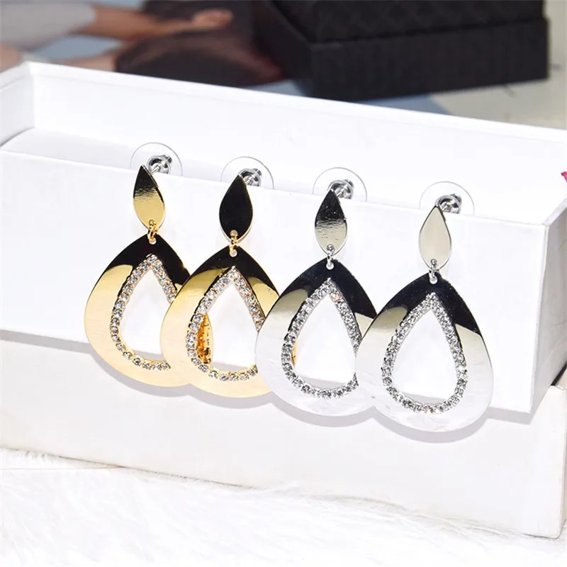 

Ajojewel Simple Korean Earrings For Women Fashion Water Drop Rhinestone Earing Jewelry Wholesale Bijoux Gifts