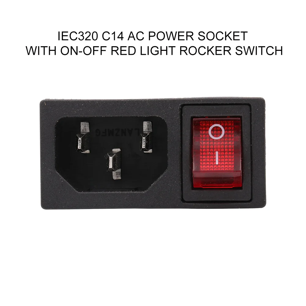 1PC Mains AC Power Cord Inlet Power Receptacle socket With ON OFF Rocker Switch 250V 10A IEC 320 C14 CCC CE