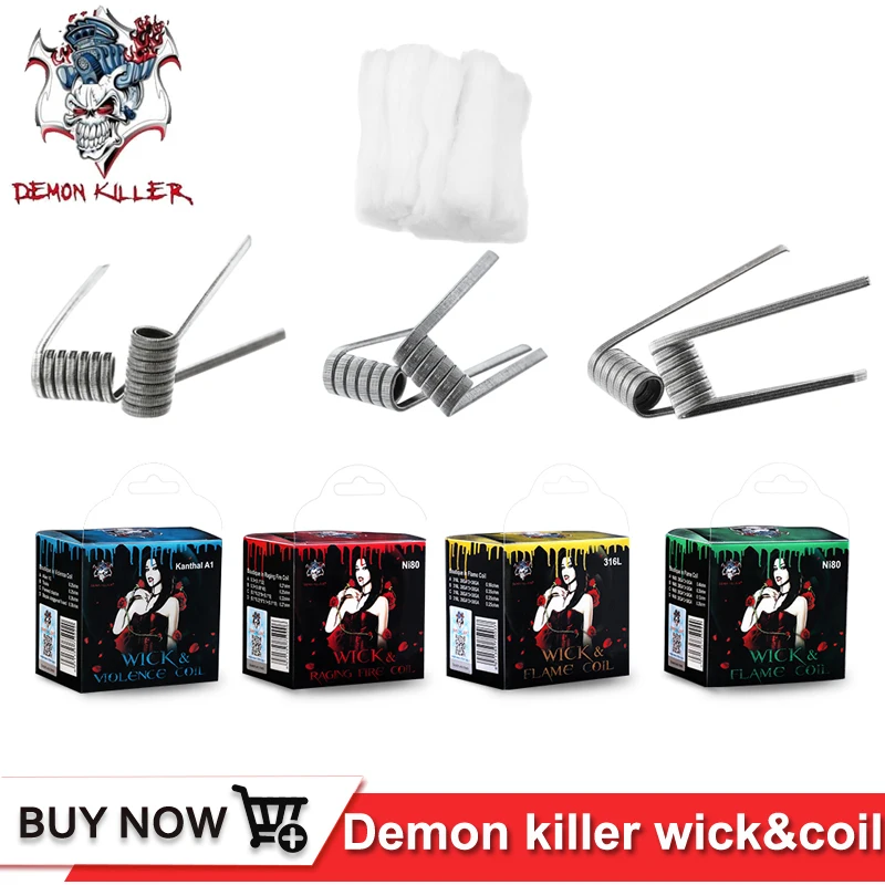 

Demon Killer Boutique in Flame coil Ni80 SS316L Raging Violence Coils KA1 Alien V2 Tsuka Framed clapton wire vape cotton