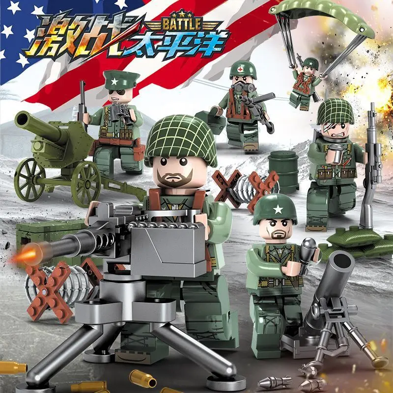 

Military series US Army Pacific War mini Special Police SWAT Figures MOC accessories DIY Building Blocks Toys For children Gift