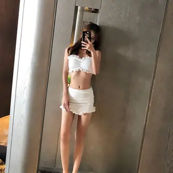 

Bikini Set 2019 Swim Dress Closed Swimwear Swimsuit For Teenagers Women's Rash Guard Girls Bathing Suit Korea New Split Skirt