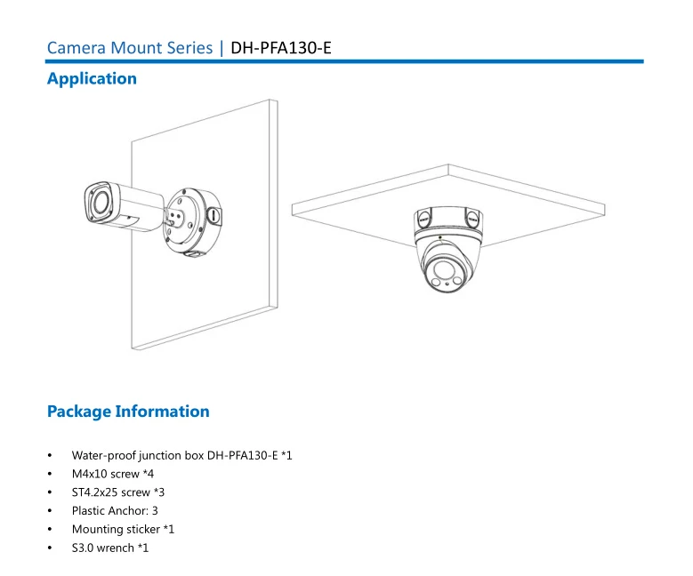 Dahua PFA130-E распределительная коробка для ipc-hdw4631c-a IP66 водонепроницаемый аккуратный и интегрированный дизайн алюминиевый кронштейн