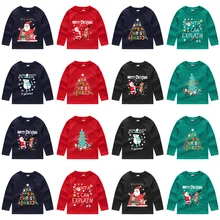 New Baby Girls Christmas Sweatshirts Autumn Winter Children Sweatshirts Long Sleeves Sweatshirts T-shirt Kids Clothes