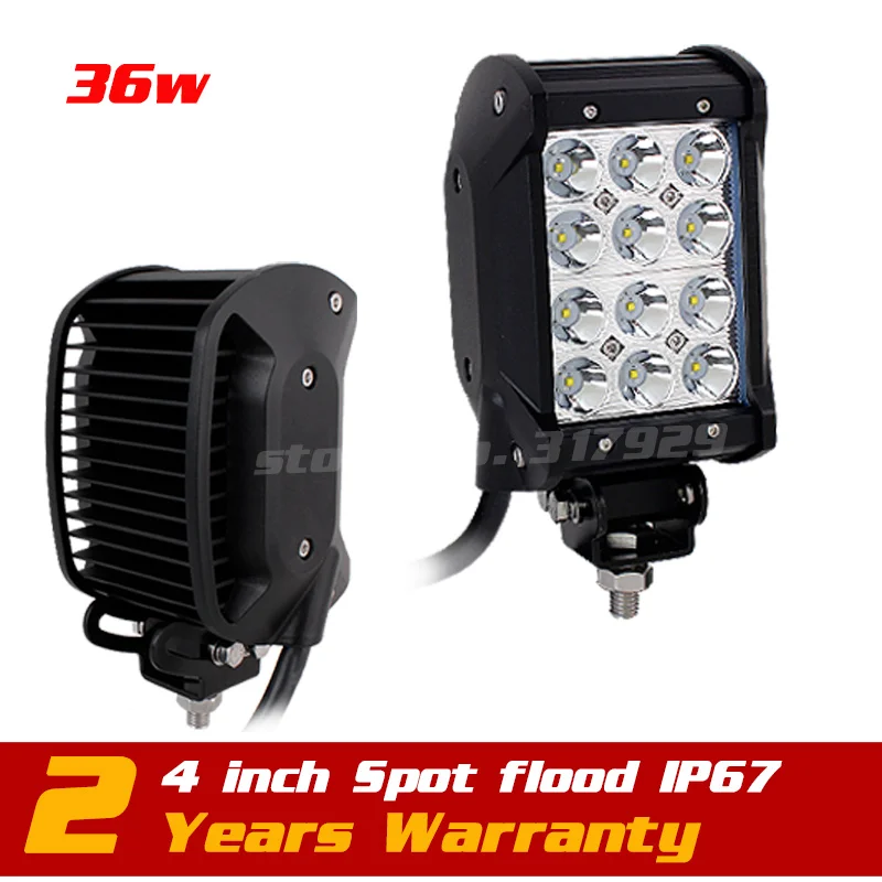 4inch 36w LED Work Light Bar Adjustable Bracket Truck Tractor ATV Off