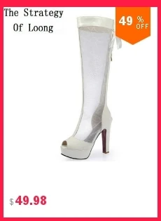 Танкетка толстый каблук платформа кружево черный белый летние женские ботинки с высоким голенищем вырезы на колене открытый носок женские сапоги 34–39 SXQ 0430