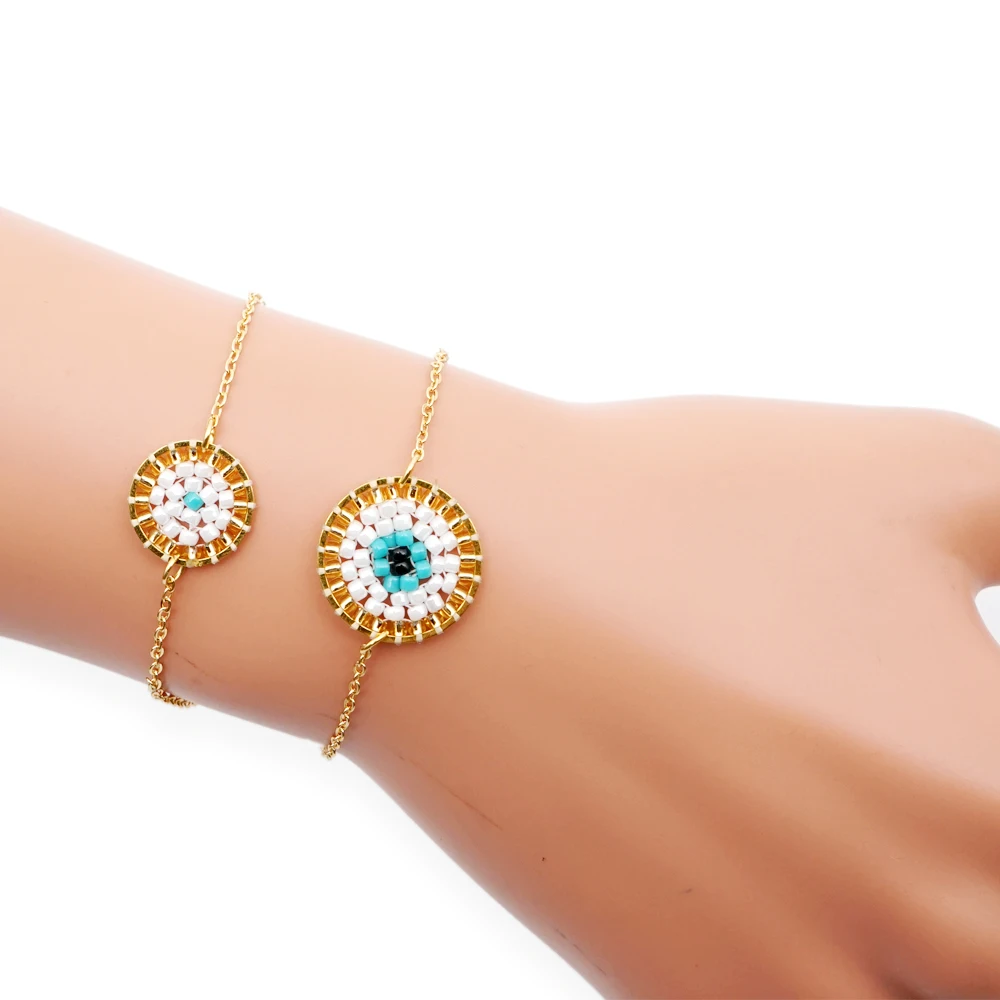 

Go2boho MIYUKI Bracelet Simple Pulseras Mujer Evil Eye Bracelet For Women 2019 Gold Stainless Steel Chain Jewelry Fashion Bijoux