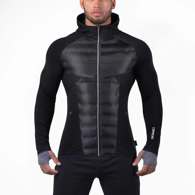Treino de Inverno ao ar Cabolsa à Prova de Vento Quente para Baixo Homens Correndo Jaquetas Esporte Livre Impermeável Manter Jaqueta Homem Ginásio Jogging