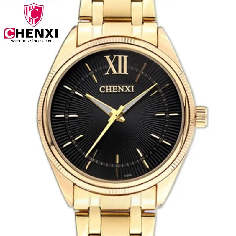 CHENXI Роскошные Брендовые мужские золотые модельные часы из нержавеющей стали
