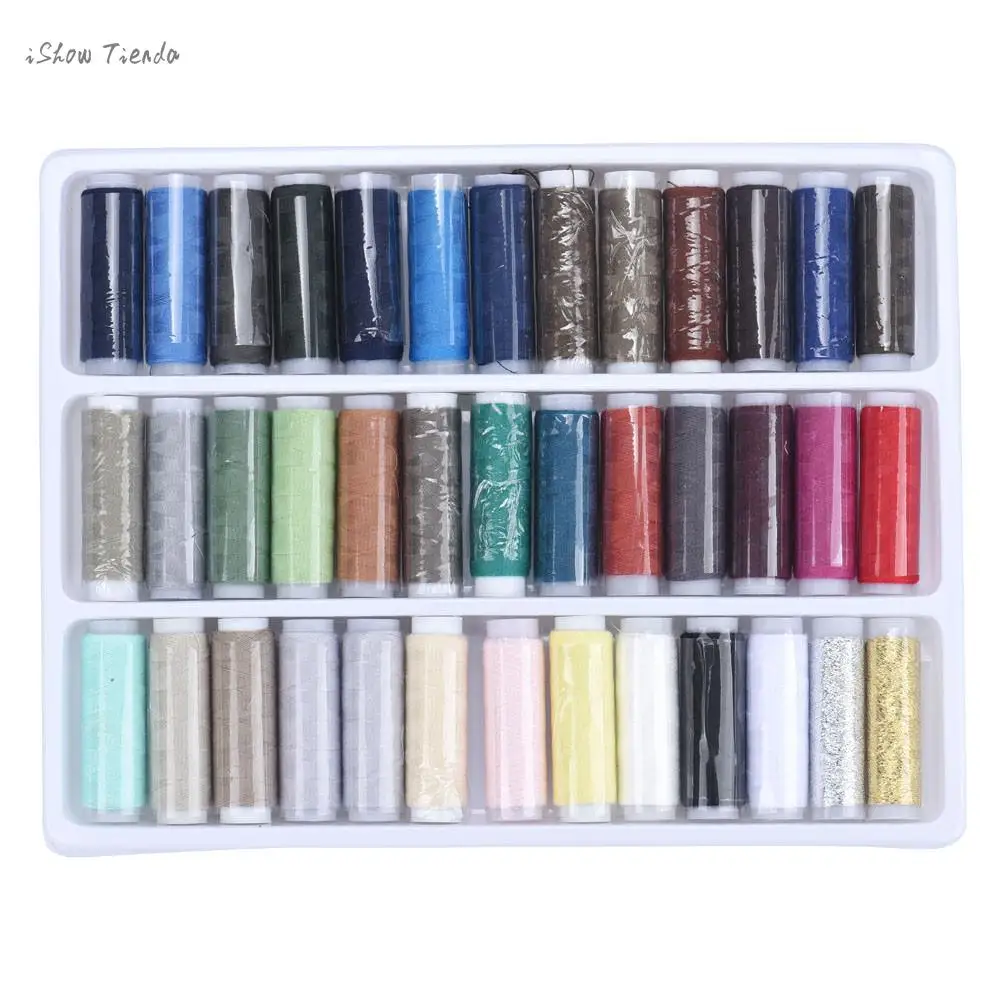 

200 Yards New A Set Of 39 Spools Different Color Spolyester Sewing Thread Sewing Machine Parts Teryle 100% Polyester Thread
