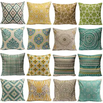 

Vintage Geometric Flower Cotton Linen Throw Pillow Case Home 8PSR
