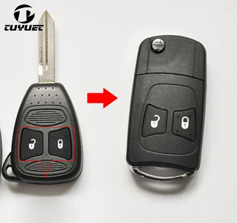 2 кнопки модифицированный флип-пульт дистанционного автомобиля корпус ключа для Chrysler без батарейного держателя брелок, чехол для ключей