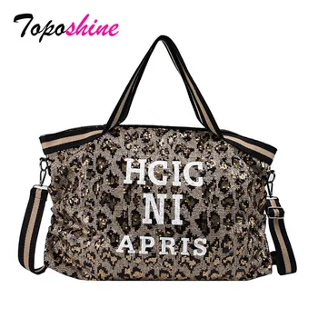 

Personality Leopard Sequins Women's Tote Color Large Capacity Casual Joker Shoulder Messenger Bag