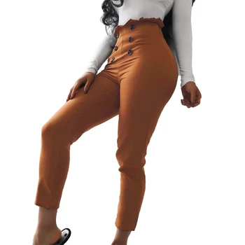 

Sexy High Waist Women Leggings Button Design Female Slim Trousers 2019 New Fashion Ladies Casual Pants