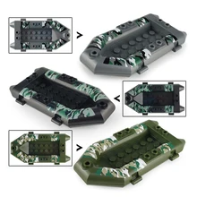 3 renk askerler deniz kamuflaj tekne askeri yapı taşları DIY oyuncaklar mini lastik bot tekne yat tuğla oyuncaklar çocuklar için