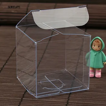 

50pcs 9 Sizes Square Plastic Packaging Boxes Small/Large Transparent Gift Box Clear PVC Box For Candy/Crafts/toys display