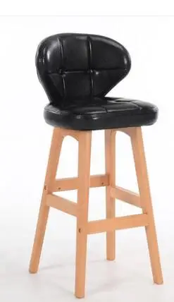 Барный стул из массива дерева современный простой барный стул задний стул барный стул стойка касса высокий стул бытовой - Цвет: 19