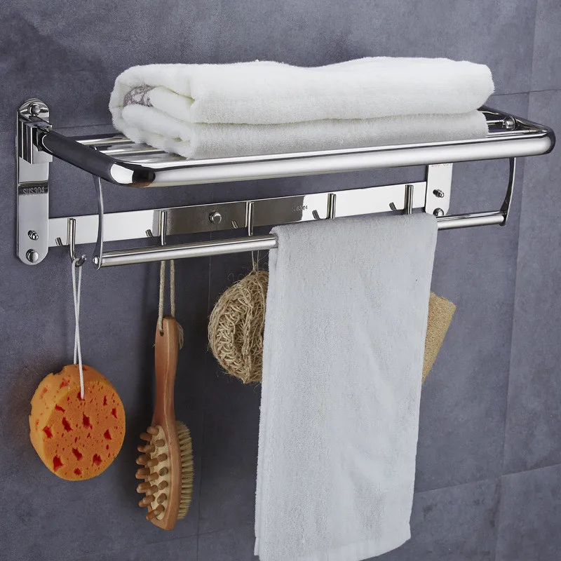 

304 stainless steel hotel bathroom folding towel rack bathroom Activity folding frame bathroom pendant rack towel rack