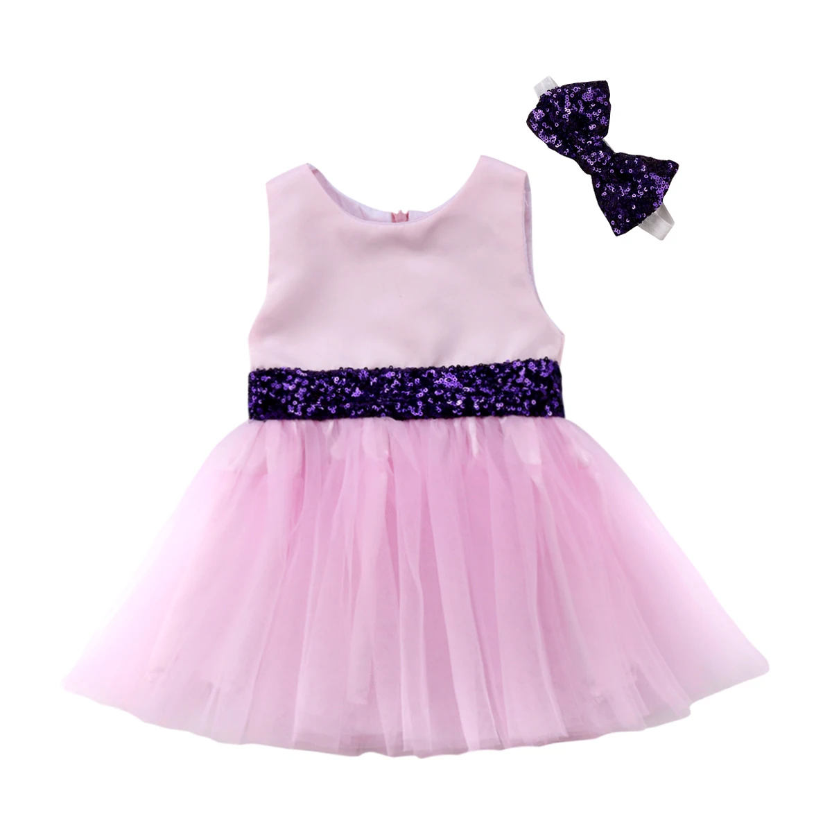 Toddler Baby Girls Sequin Dress Kids Princess Bowknot