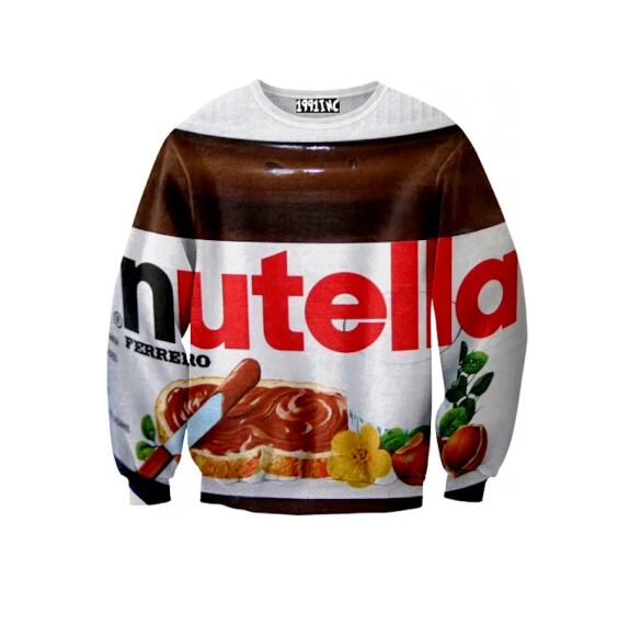 New fashion novelty printed nutella 3D hoodies plus size