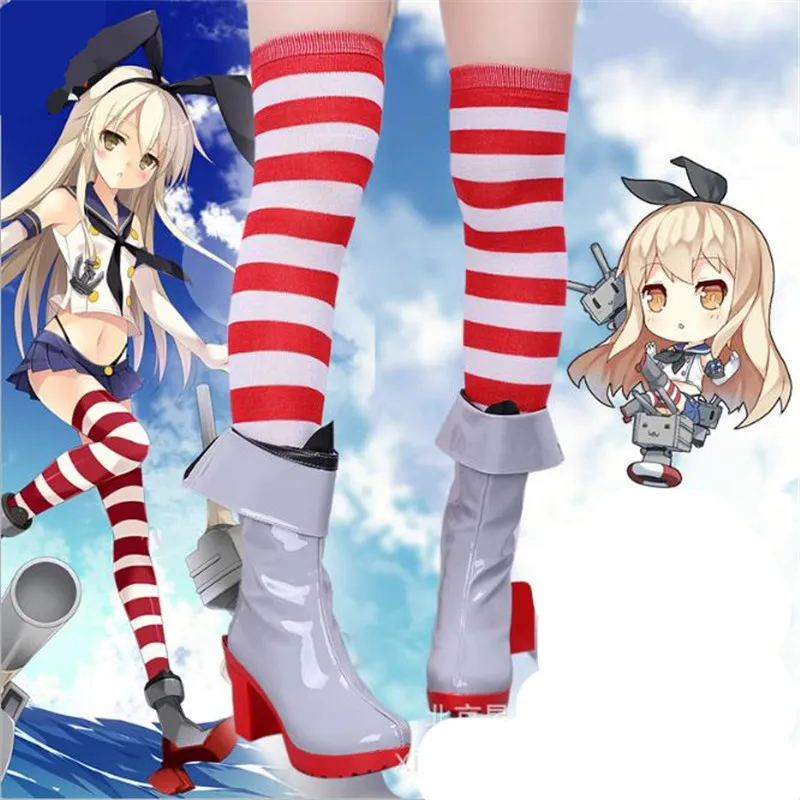 

BOOCRE Kantai Collection Anime Cosplay Shimakaze High Heeled Boots Costumes Accessories Shoes
