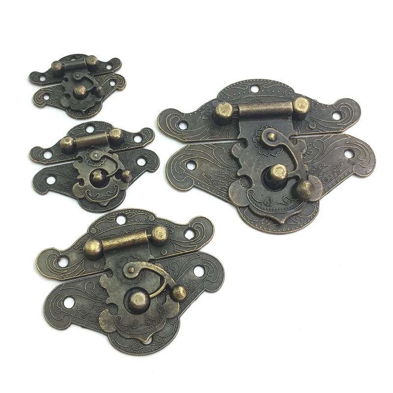 

One set Antique Retro Vintage Decorative Cabinet Jewelry Box Antique Buckle Wooden Box Latch Decorative Hasp Latch Buckle