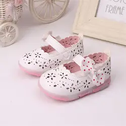Для маленьких девочек с бантом сандалии освещенные мягкой подошве принцесса обувь sandalia infantil Дети ortopedicas S3MAY9