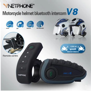 

VNETPHONE V8 Intercom without Remote Control 5-Way Group Talk Bluetooth Motorcycle Helmet Headset FM NFC 1.2KM