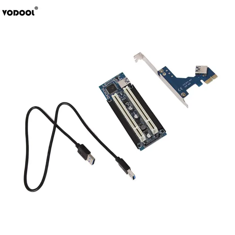 Адаптер переходник VODOOL PCI E Express X1 на Dual Riser с кабелем USB 3 0 длиной 1 м для