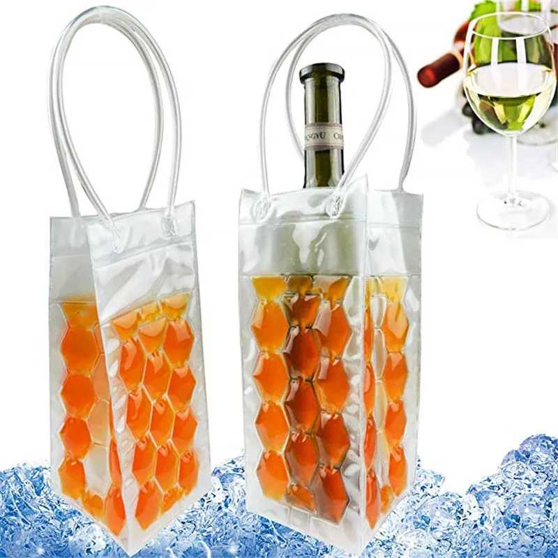 Rapid Ice bucket Bag Drink Bottle Cooler Bag Wine Beer Champagne Bucket Foldable Carrier Cooling Holder Chillers Frozen PVC Bag