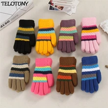 TELOTUNY/ г.; модные теплые вязаные варежки в полоску для маленьких мальчиков и девочек; перчатки; IU20