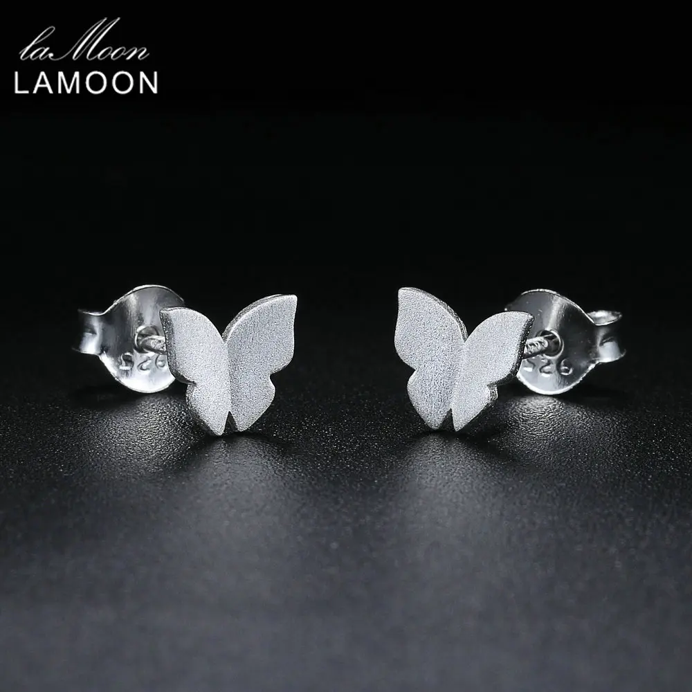 

LAMOON Butterfly Earring 100% 925 Sterling Silver Stud Earrings Romantic S925 Fine Jewelry For Women Gift Accessories EY179