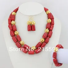 Дизайн африканские коралловые бусины комплект ювелирных изделий Африканский Свадебный коралл комплект ювелирных изделий CJ061