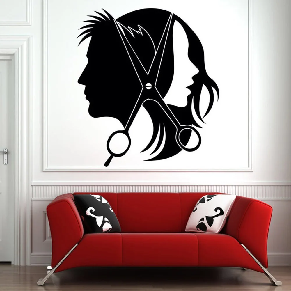 Hair Salon Wall Window Decal Sticker Stylist Tools Vinyl Stickers Modern Home Decoration Self-adhesive Film C164 | Дом и сад