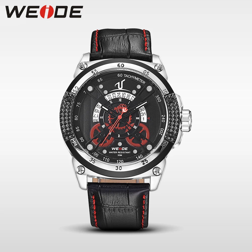 Бренд класса люкс WEIDE кожаные кварцевые спортивные наручные часы повседневные