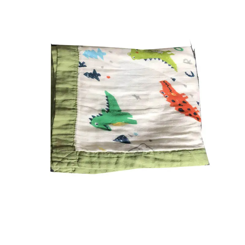 4 слоя муслин детские пеленки одеяла из бамбукового волокна хлопка новорожденных Ванна марли младенческой Обёрточная бумага коляска крышка Игровой Коврик Большой Размеры - Цвет: Colorful dinosaur