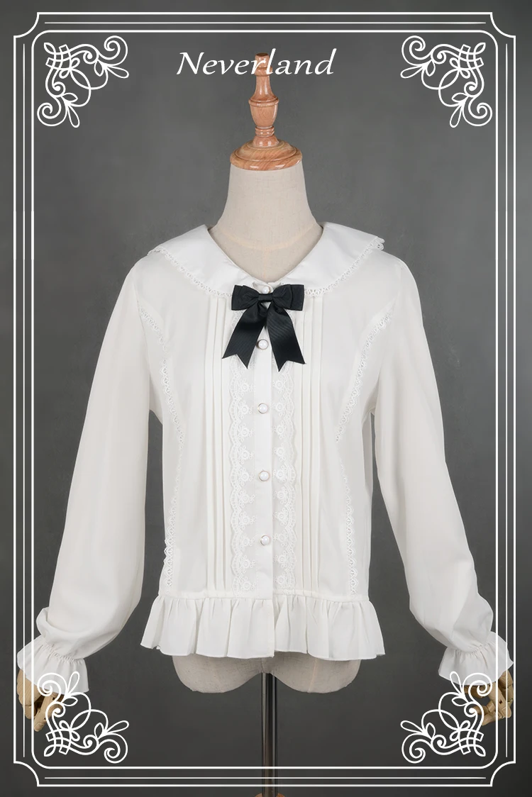 

Women's Lolita Lace Trim Cat Ears Sailor Collar Blouse Long Sleeve Lace Trim Cute Shirt Tops Size S,M,L Good Quality
