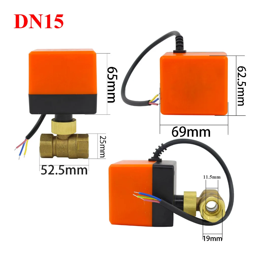 G1/2 дюйма AC220v DC24v DC12v Электрический моторизованный латунный шаровой клапан с