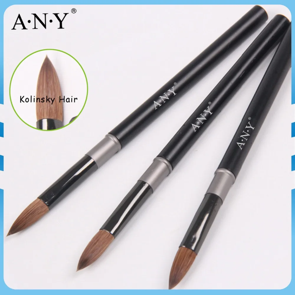 Free Shipping 2016 Shinning Design ANY Matt Black Handle Kolinsky Oval