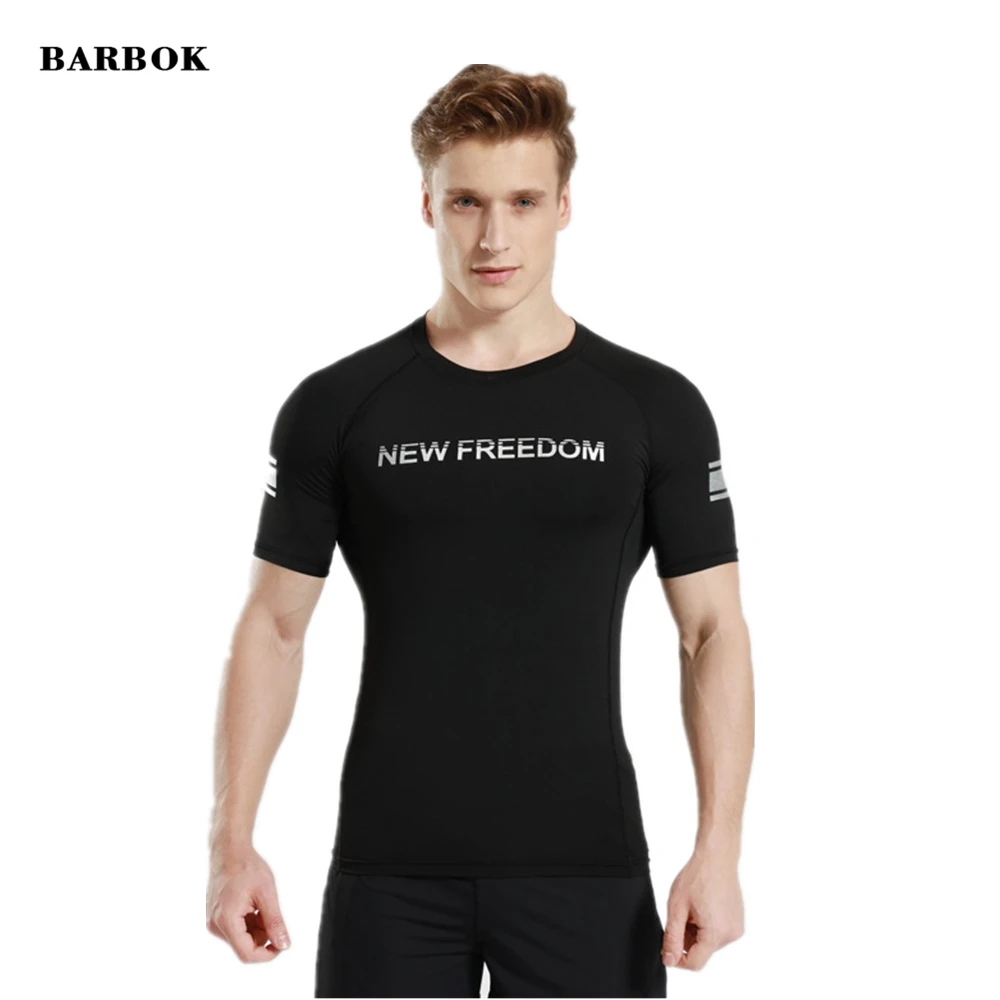 

BARBOR Men's Running Sport T Shirt Compression Skinny T-shirt Gym Fitness Bodybuilding Training Tee shirt Male Jogging Tops