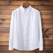 Большие размеры 4xl 5xl 7xl 8xl 9xl мужские льняные рубашки белые рубашки с длинным рукавом военные мужские однотонные мужские топы бюст 160 см рубашка