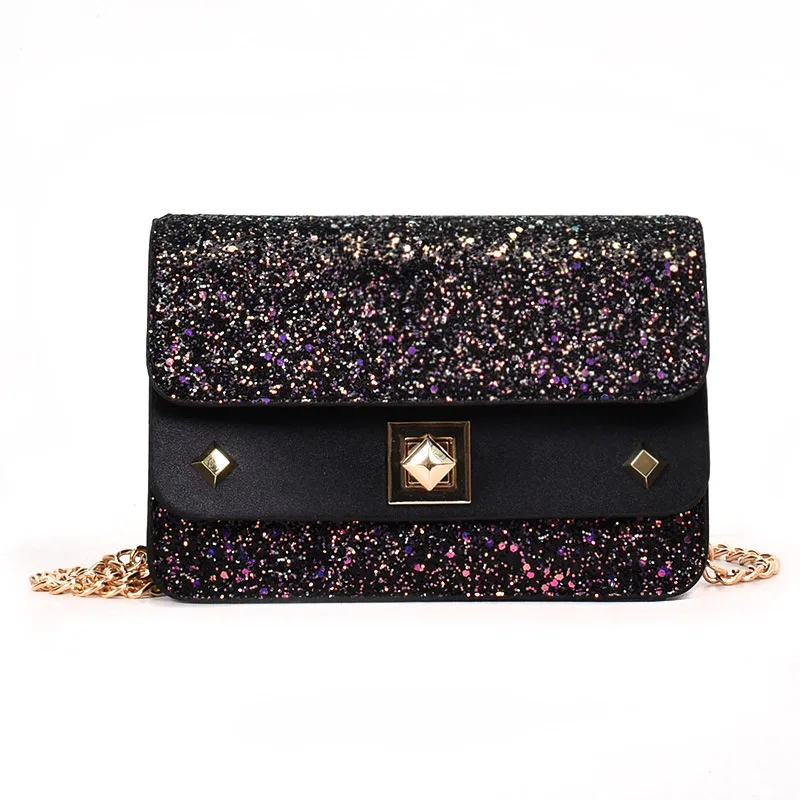 

PU Leather Glitter Shoulder Bag For Women Casual Girls Crossbody Bag Leather Mini Flap Messenger Bag