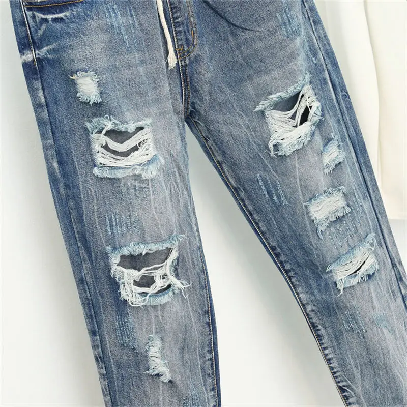 Ripped Boyfriend Jeans For Women Loose Vintage High Waist Jeans Femme Harem Pants Casual Streetwear Plus Size Mom Jeans 5XL Q58